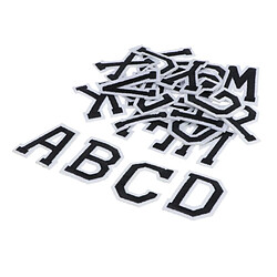 26pcs Couture Patch De Broderie Fer Sur Motif De L'Alphabet Applique Blanc Noir