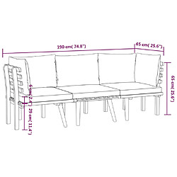 vidaXL Salon de jardin 3 pcs avec coussins Bois d'acacia massif pas cher