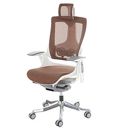 Decoshop26 Fauteuil de bureau ergonomique pivotant inclinable avec appui-tête rembourrage/maille marron 04_0001895