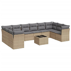 vidaXL Salon de jardin 11 pcs avec coussins beige résine tressée