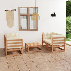 vidaXL Salon de jardin 5 pcs avec coussins Bois de pin massif