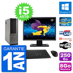 PC Dell 7020 SFF Ecran 19" Intel i5-4570 RAM 8Go Disque 250Go Windows 10 Wifi - Occasion