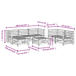 vidaXL Salon de jardin 7 pcs bois massif douglas pas cher