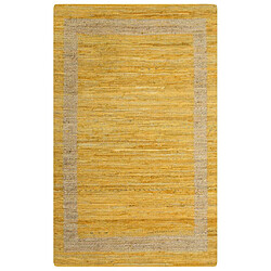 Decoshop26 Tapis fait à la main Jute Jaune 80x160 cm DEC023526