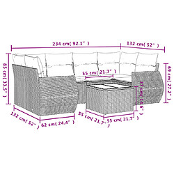 Avis vidaXL Salon de jardin avec coussins 7 pcs marron résine tressée