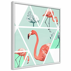 Paris Prix Affiche Murale Encadrée Tropical Mosaic with Flamingos 20 x 20 cm Blanc