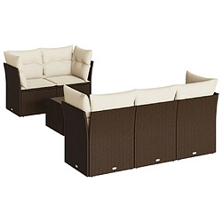 vidaXL Salon de jardin avec coussins 6 pcs marron résine tressée