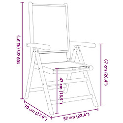 vidaXL Chaises inclinables de jardin lot de 8 vert tissu bois massif pas cher