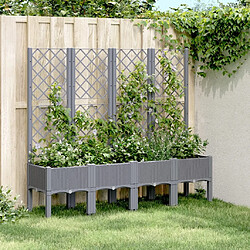 Maison Chic Jardinière,Bac à fleurs avec treillis - pot de fleur gris 160x40x142 cm PP -GKD50000