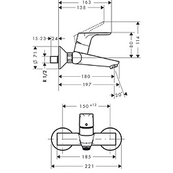 Mitigeur de lavabo HANSGROHE Focus mural chromé - 31923000