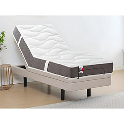 Avis Vente-Unique Lit électrique de relaxation déco + matelas 100% latex 3 zones - 90 x 200 cm - Tissu - Beige - PANISOLA de DREAMEA