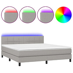 Sommier à lattes et matelas LED,Cadre à lattes de lit pour Adulte Gris clair 160x200 cm Tissu -MN38998