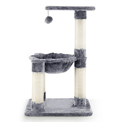 Helloshop26 Arbre à chat avec griffoir de sisal hamac confortable balle suspendue à jouer grande plate-forme 40 x 40 x 64 cm gris 20_0007657 