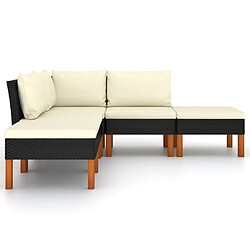 Maison Chic Salon de jardin 5 pcs + coussins - Mobilier/Meubles de jardin - Table et chaises d'extérieur Résine tressée Noir -MN74551 pas cher