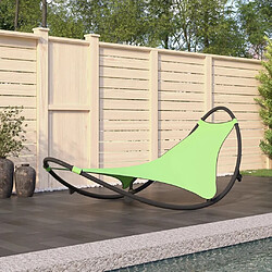 Maison Chic Chaise longue à bascule | Bain de soleil Relax | Transat avec roues Acier et textilène Vert -GKD85906