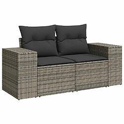 Acheter vidaXL Salon de jardin 5 pcs avec coussins gris résine tressée acacia