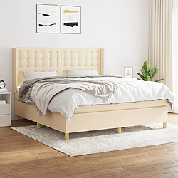 Maison Chic Lit adulte- Lit + matelas,Sommier à lattes de lit avec matelas Crème 180x200 cm Tissu -GKD58629