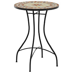 vidaXL Table de bistro mosaïque terre cuite blanc Ø50x70 cm céramique