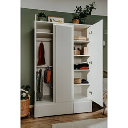 Cstore Armoire IMAGE 60B - Décor blanc mat - 3 portes + 2 tiroirs - L121,6 x H191 x P55 cm