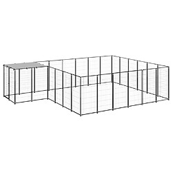 Helloshop26 Chenil extérieur cage enclos parc animaux chien 12,1 m² 110 cm acier noir 02_0000493