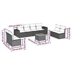 Avis Maison Chic Salon de jardin 9 pcs avec coussins | Ensemble de Table et chaises | Mobilier d'Extérieur noir résine tressée -GKD13762