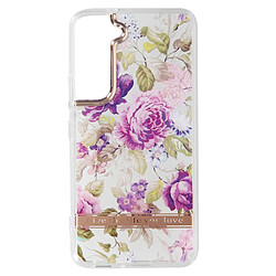 Avizar Coque Samsung Galaxy S22 Dos Rigide Contour Souple Design Fleurs Violettes