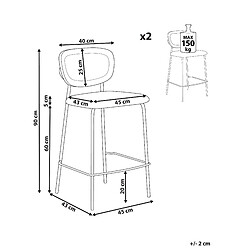 Avis Beliani Tabouret de bar Set de 2 Tissu Beige clair MAYETTA