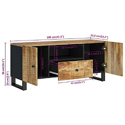 vidaXL Meuble TV 105x33,5x46 cm bois de manguier et d'ingénierie pas cher