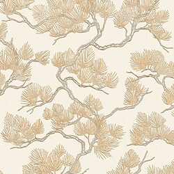 DUTCH WALLCOVERINGS Papier peint Motif avec pins Crème