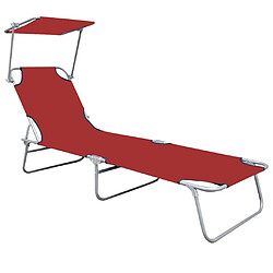 Maison Chic Chaise longue pliable avec auvent | Bain de soleil Relax | Transat Rouge Aluminium -GKD10803