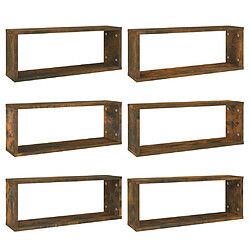 vidaXL Étagères murales cube 6 pcs Chêne fumé 60x15x23 cm Bois