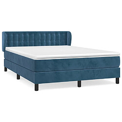 Maison Chic Lit Adulte - Lit simple Lit à sommier tapissier et matelas moelleux - Meuble de Chambre - Bleu foncé 140x190cm Velours -MN26126