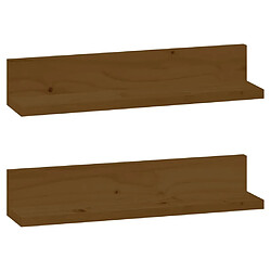 vidaXL Étagères murales 2 pcs Marron miel 50x11x9cm Bois de pin massif