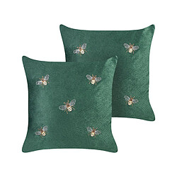 Beliani Lot de 2 coussins TALINUM Velours 45 x 45 cm Animal Vert émeraude