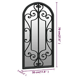 vidaXL Miroir de jardin Noir 70x30 cm Fer pour utilisation extérieure pas cher