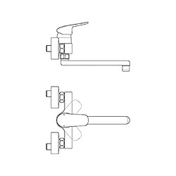 Ideal Standard Mitigeur/Robinet de cuisine ceraflex saillie 200 mm ? pour montage mural, bec tube orientable, raccords S Réglable ? Diamètre 38 mm, pivote à 100 °, surface?: Chromé