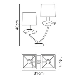 Luminaire Center Lampe de Table Akira 2 Ampoules E14, chrome poli avec Abat jour noirs