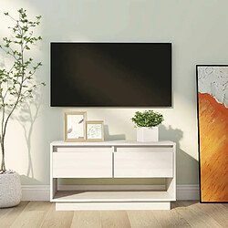 Maison Chic Meuble TV scandinave - Banc TV pour salon Blanc 74x34x40 cm Bois de pin massif -MN86217