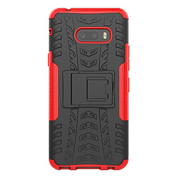 Wewoo Coque Pour LG V50S ThinQ 5G / G8X Texture de pneu TPU antichoc + PC Housse de protection avec support rouge