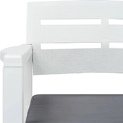 Avis vidaXL Banc de jardin à 2 places et coussins 133 cm Plastique Blanc