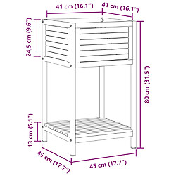 vidaXL Jardinière et étagère 45x45x80 cm bois massif d'acacia et acier pas cher