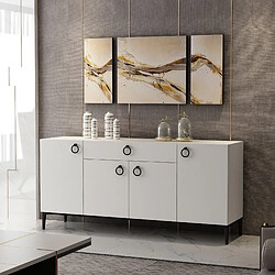 Avis EPIKASA Armoire à Usages Multiples Gloria, Blanc, Panneau d'Aggloméré Mélaminé, 160x42x75 cm