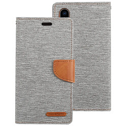 Wewoo CANVAS DIARY Étui en cuir à rabat horizontal texturé pour iPhone XS / X, avec support et logements pour cartes et porte-monnaie (Gris)