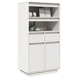 Avis vidaXL Buffet haut Blanc 60x40x116,5 cm Bois massif de pin