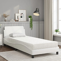 Avis Vidaxl Lit avec matelas blanc 80x200 cm similicuir