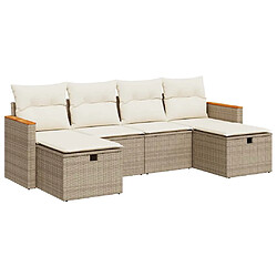 vidaXL Salon de jardin avec coussins 6 pcs beige résine tressée