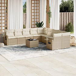 Maison Chic Salon de jardin 11 pcs avec coussins | Ensemble de Table et chaises | Mobilier d'Extérieur beige résine tressée -GKD29254