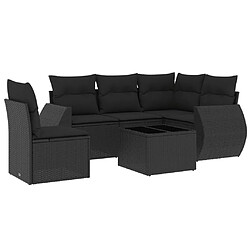 vidaXL Salon de jardin 6 pcs avec coussins noir résine tressée