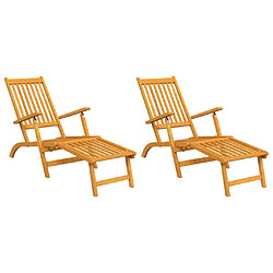 Maison Chic Chaise longue d'extérieur| Bain de soleil Relax | Transat avec repose-pieds Acacia solide -GKD38662