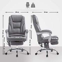 Avis Decoshop26 Fauteuil de bureau avec fonction massage repose-pieds dossier inclinable en PVC gris 10_0002584